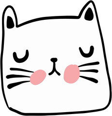 doodle freehand drawing of cat face.	