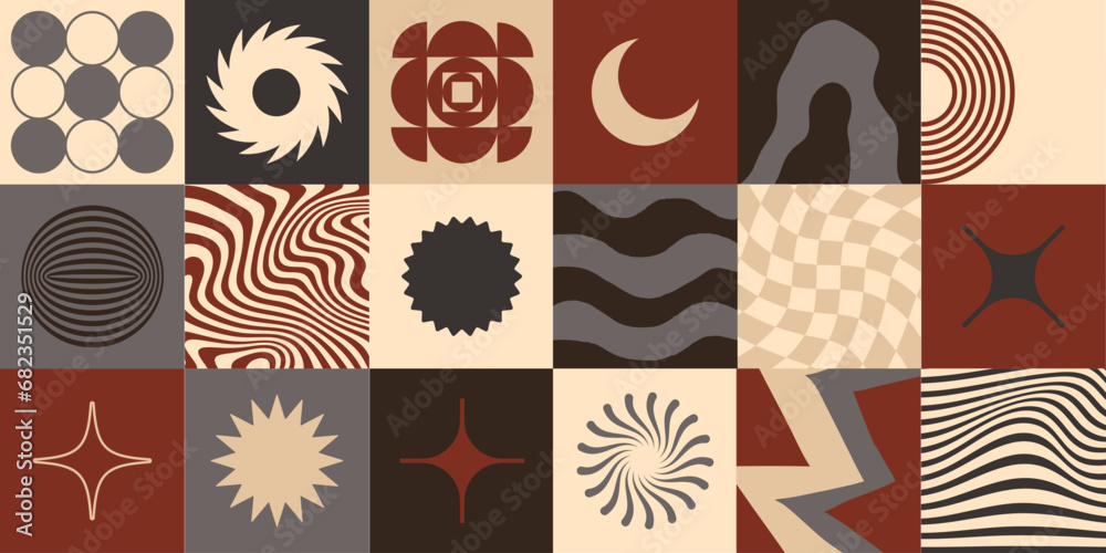 Poster simple geometric abstract vector pattern. swiss design shapes. bauhaus decorative background. brutal