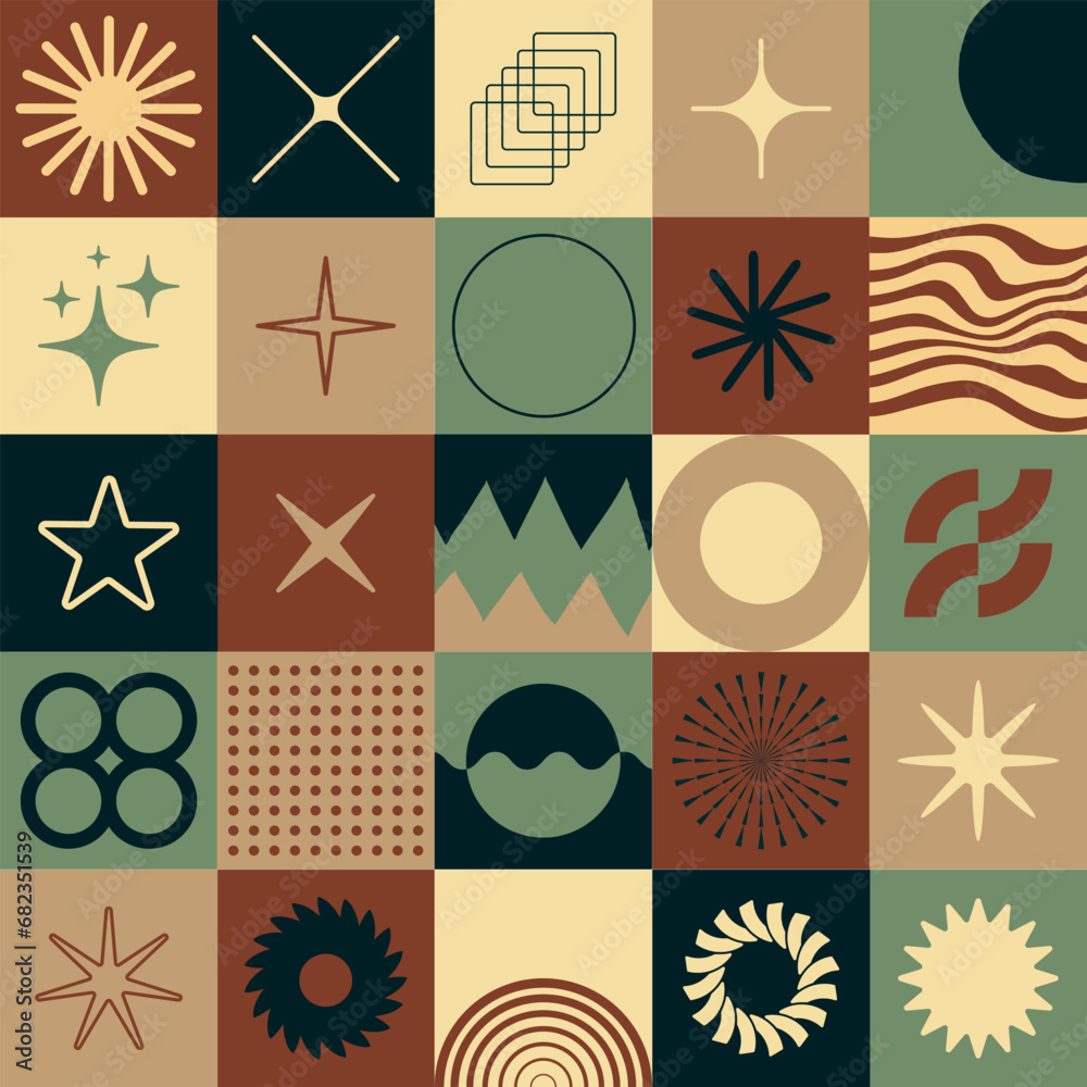 Aufkleber simple geometric abstract vector pattern. swiss design shapes. bauhaus decorative background. brutal
