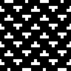 Seamless surface pattern design with mosaic ornament. Repeated puzzle figures background. Ethnic embroidery motif. Grid wallpaper. Digital paper for page fills, web designing, textile print. Vector.