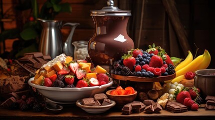 Fototapeta na wymiar Dream dessert with chocolate and berries