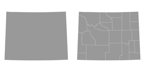Wyoming state gray maps. Vector illustration.