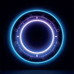 circle neon light, black background illustration