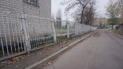 Metal fence on street