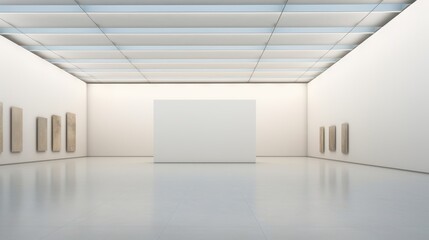 A spacious modern art museum with blank walls for product display AI generated illustration
