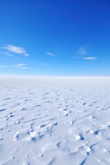 Fototapeta na wymiar A sprawling untouched snowy field under a cloudless bright blue sky AI generated illustration