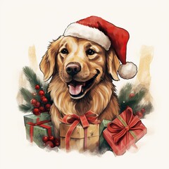 puppy with christmas gift