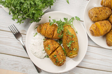 Country baked potatoes. Potato dish