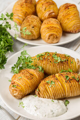 Country baked potatoes. Potato dish