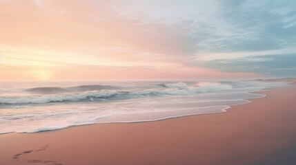 Naklejka na ściany i meble A tranquil empty beach at dawn AI generated illustration
