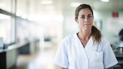 infirmière en blouse blanche dans les locaux d'un hôpital