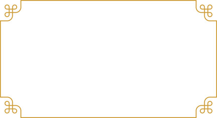 Minimalist decorative Chinese frame. Vintage golden border for Chinese New Year greeting card, posters and banners.