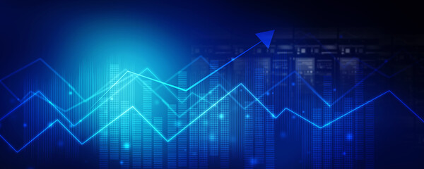 2d rendering Stock market online business concept. business Graph 