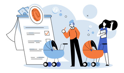 Child benefit. Vector illustration. One advantage receiving child benefits is financial assistance it provides The child benefit concept emphasizes importance supporting families with financial aid