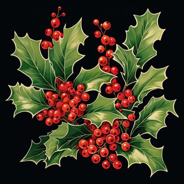 holly berries on a dark background