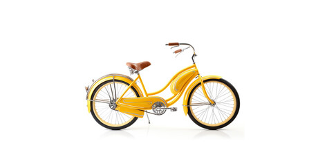yellow bicycle on white background, bicycle isolated on white background. Generative Ai content