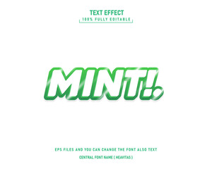Fototapeta premium mint text effect with green color graphic style and editable.