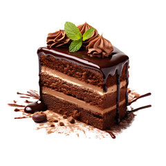 Delicious chocolate cake on transparent background PNG