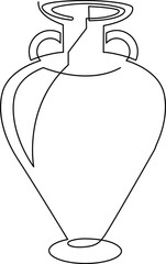 Broken Amphora vase with a handle in the Greek style. Continuous line drawing. Vector illustration.