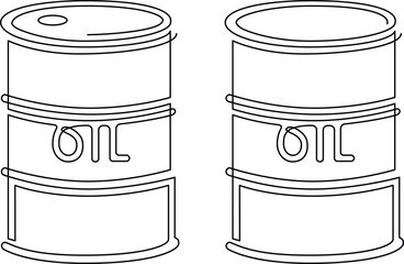 Metal barrel with the inscription oil. Continuous line drawing. Vector illustration.