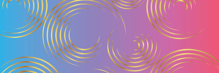 Gradient Color Banner Background with Golden Circle Design 