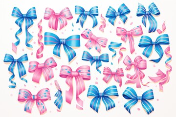 a batch of pink and blue ribbons