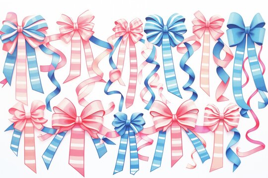 a batch of pink and blue ribbons