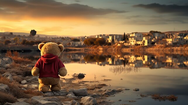   teddy bear outdoors at sunset image ,Teddy Day, Propose day, Valentines day
