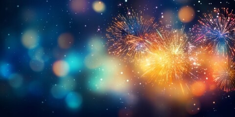 Abstract background of new years fireworks. copy space for text - obrazy, fototapety, plakaty