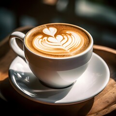 Cuppuccino mit verziertem Milchschaum, Generative AI