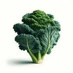 Kale vegetable isolated on white background. 3d render illustration.Generative AI.