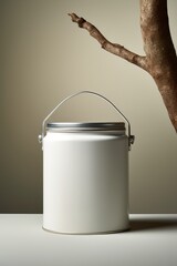 An empty food canister against a neutral backdrop  AI generated illustration