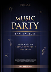 Music Festival Party Poster Flyer Template. Vector illustration template for concert, disco, club party, event invitation, cover festival.