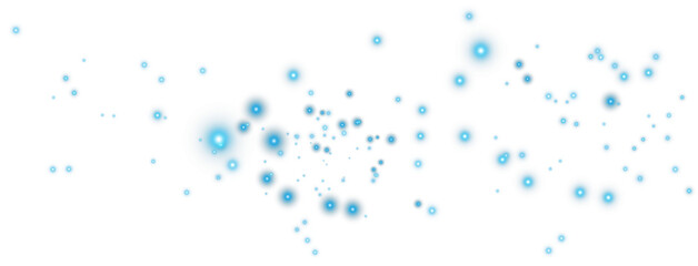 Powder dust light. Magic shining blue dust. Fine, shiny dust bokeh particles fall off lightly. Fantastic shimmer effect. Christmas background. PNG.