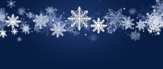 Snowflake border,Christmas background with white snowflakes frame on a blue background with copy space .