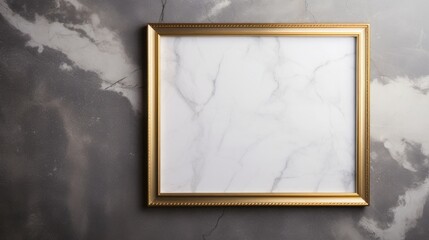 An empty photo frame placed on a marble table  AI generated illustration