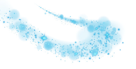 Powder dust light. Magic shining blue dust. Fine, shiny dust bokeh particles fall off lightly. Fantastic shimmer effect. Christmas background. PNG.