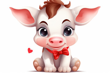 cute cow character love theme