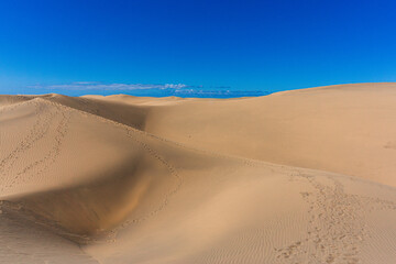 Gran Canaria Maspalomas. Shot from the Dunes with Sand and Sun and the Beach.