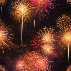 Obraz premium Scene of firework in the city on new year