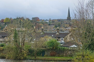 View of Bakewell in Derbyshire UK on an overcast autumn's day 