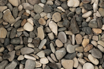 Nature sea pebbles background texture. natural aquarium soil. beach pebbles close up