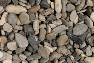 Nature sea pebbles background texture. natural aquarium soil. beach pebbles close up