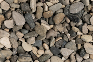 Nature sea pebbles background texture. natural aquarium soil. beach pebbles close up