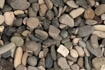 Nature sea pebbles background texture. natural aquarium soil. beach pebbles close up