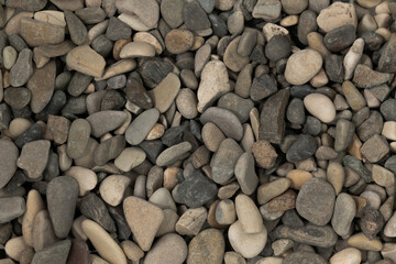Nature sea pebbles background texture. natural aquarium soil. beach pebbles close up