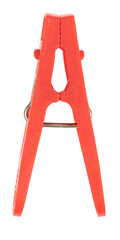 red сlothes pin isolated on white background. clothespin close up