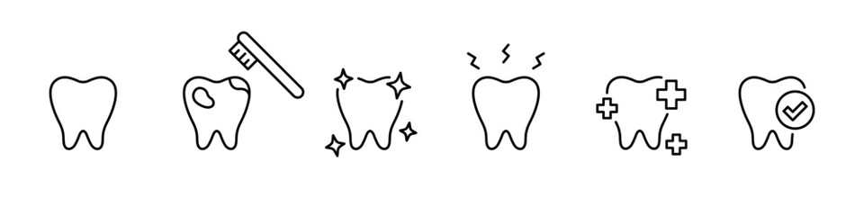 Tooth icon. Dental teeth icons collection. Tooth line vector icon