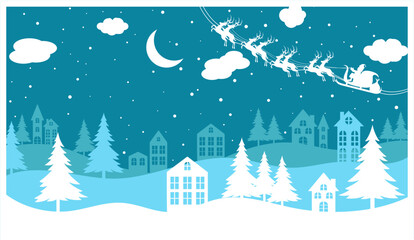 Obraz na płótnie Canvas Christmas Paper Cut Design Winter Card Designs Santa Cut Design Shadow box 3d Landscape Design