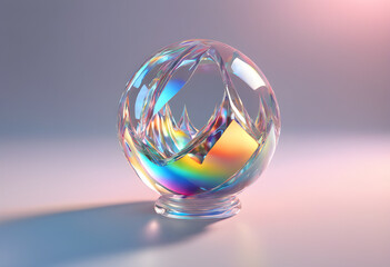 Fantasy Rainbow Chrome Type Crystal Sphere, Generative AI Concept Art